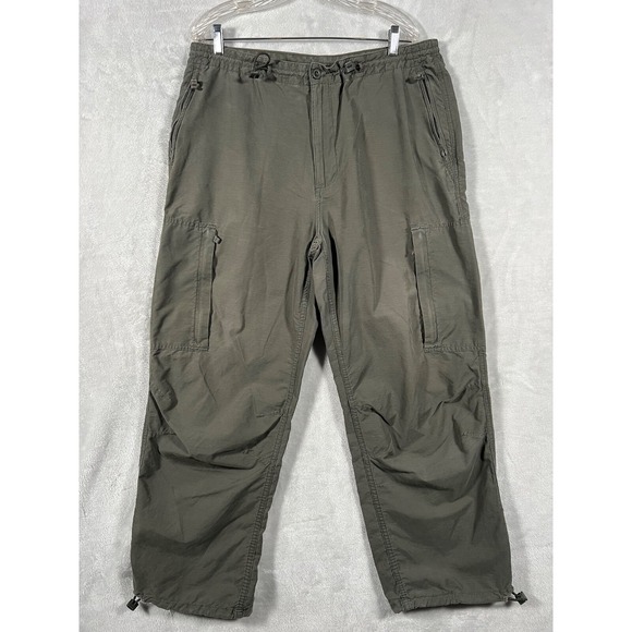 VTG Y2K GAP‎ Parachute Pant Men's L 36x30 Gray Paratrooper Cargo Baggy Rave 90s - Picture 1 of 9